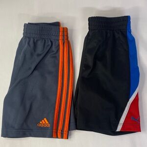 Adidas & Puma Kids Shorts Gray Orange Black Blue Red Bundle of 2 Size 24 Months